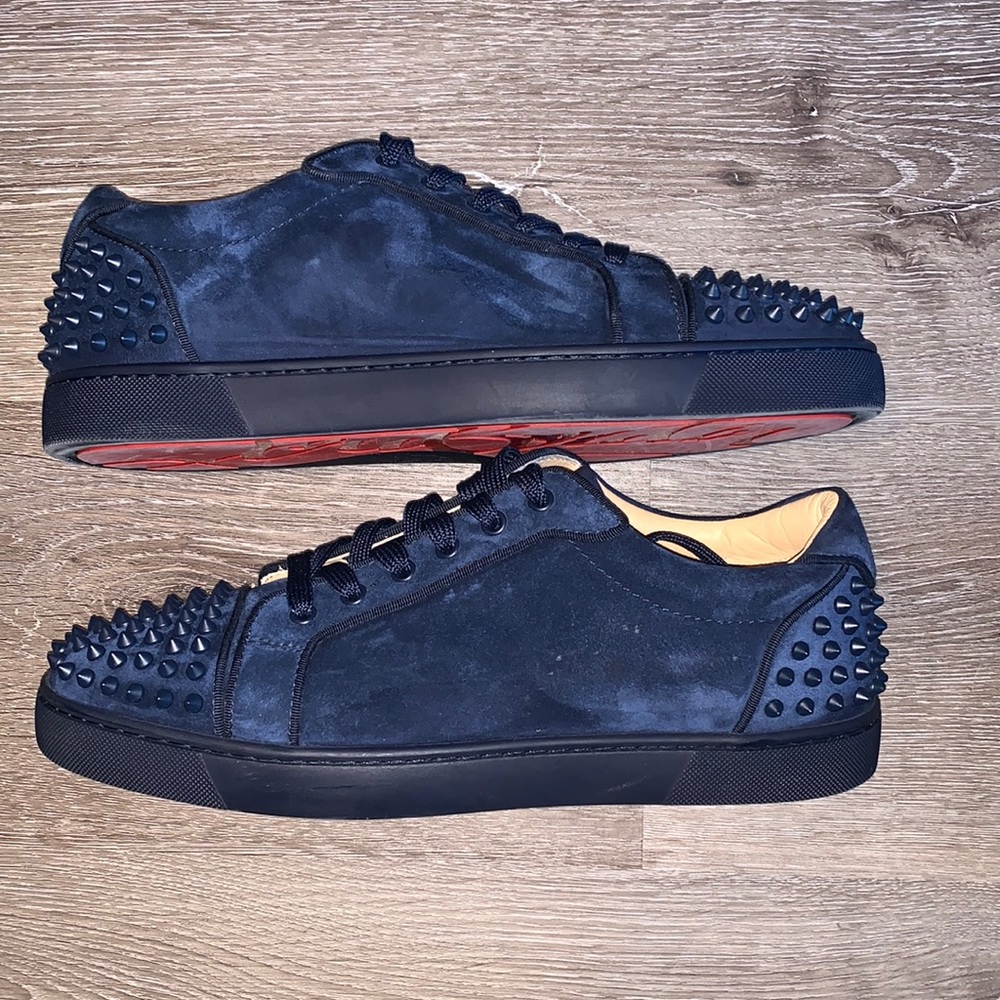 Christian Louboutin Low Top Blue Spiked Sneakers